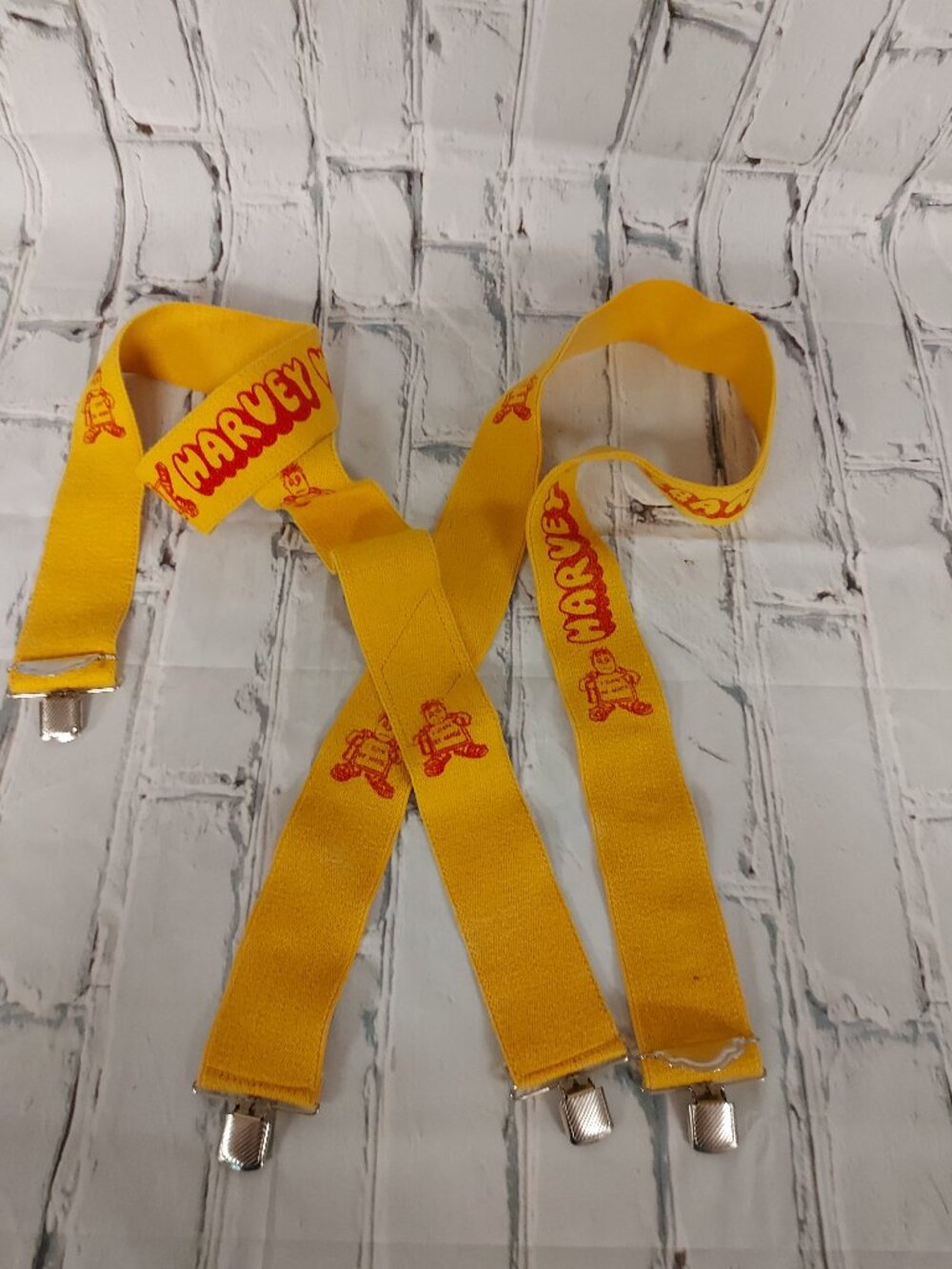 Vintage Harvey’s Hamburger Yellow Clip-On Suspenders Retro Novelty